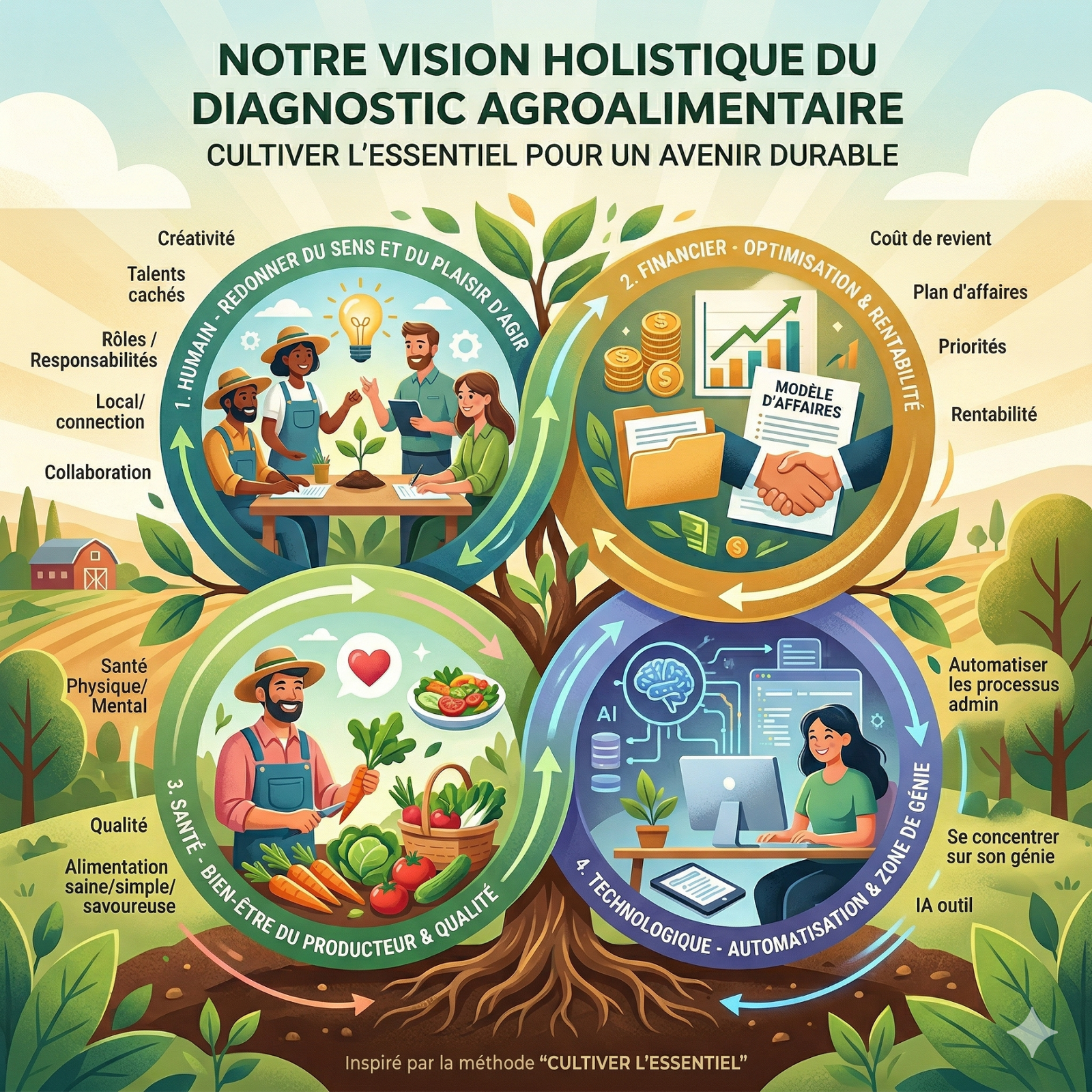Schéma de notre vision holistique du diagnostic agroalimentaire